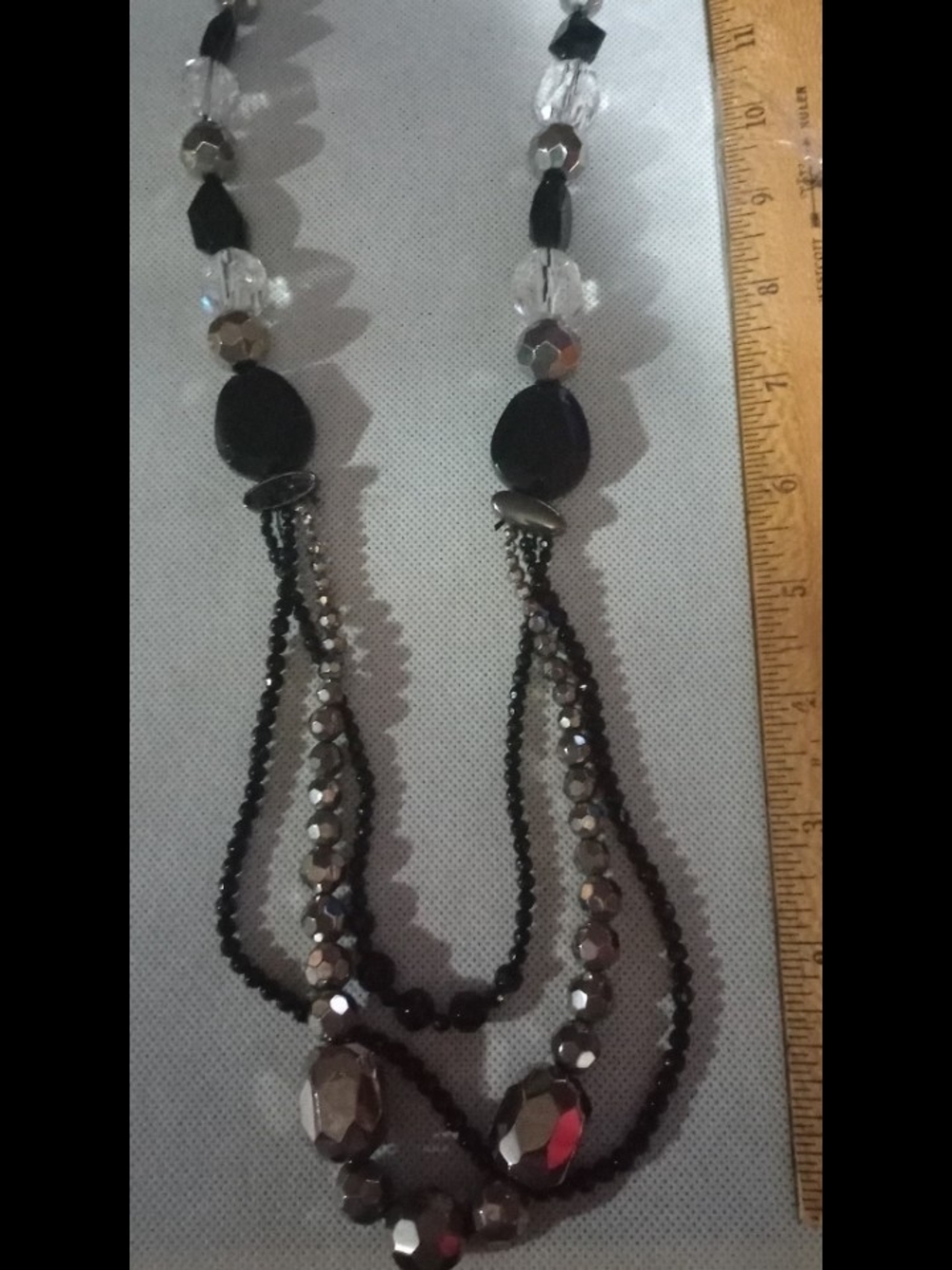 Elegant Black and Silver Layered Beaded Necklace